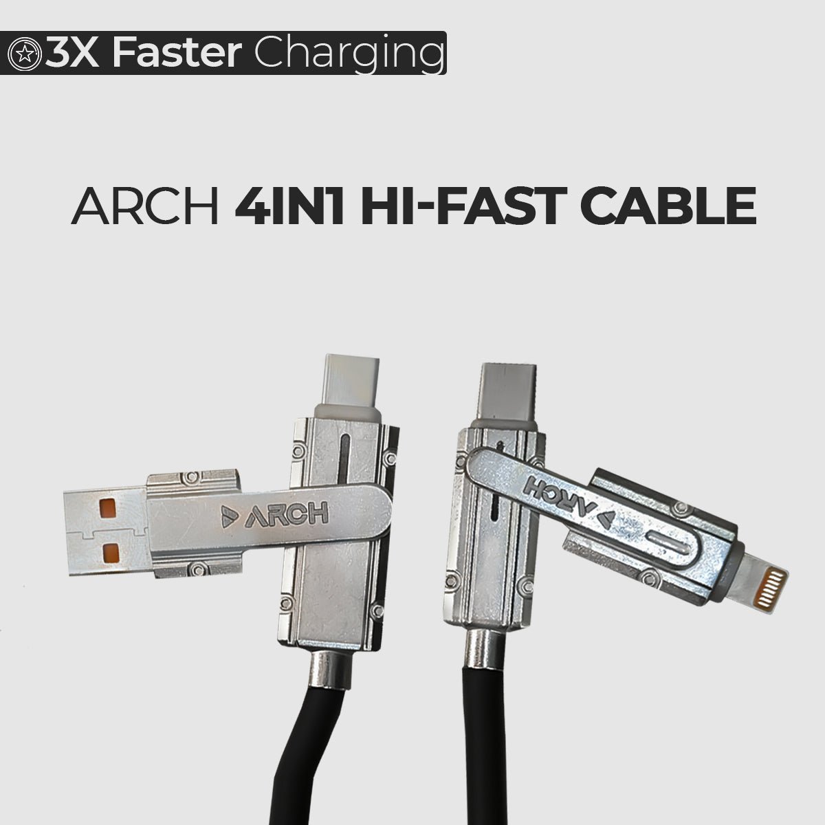 Arch, 4 in 1, Single cable, Fast,Type C,I Phone,Type B,lighting Cable