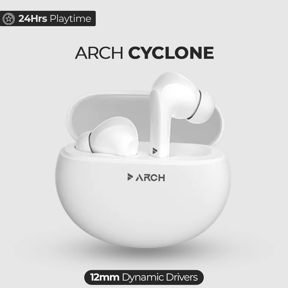 Arch Cyclone – High Bass Wireless Earbuds with Long Battery & Sleek Design