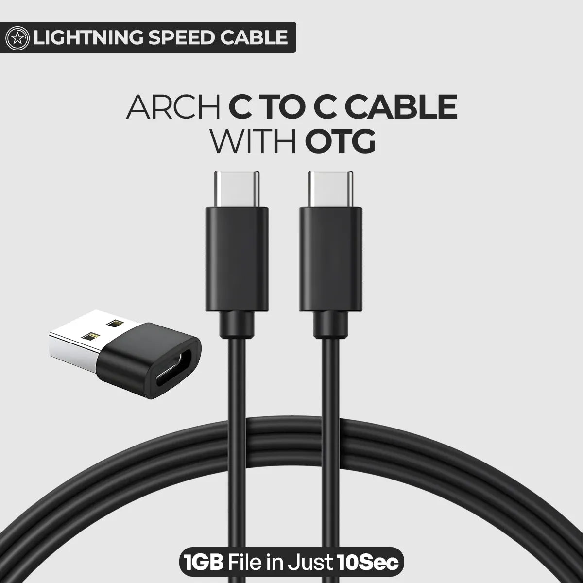 ARCH C to C Cable with OTG – Fast Charging & Data Transfer Cable
